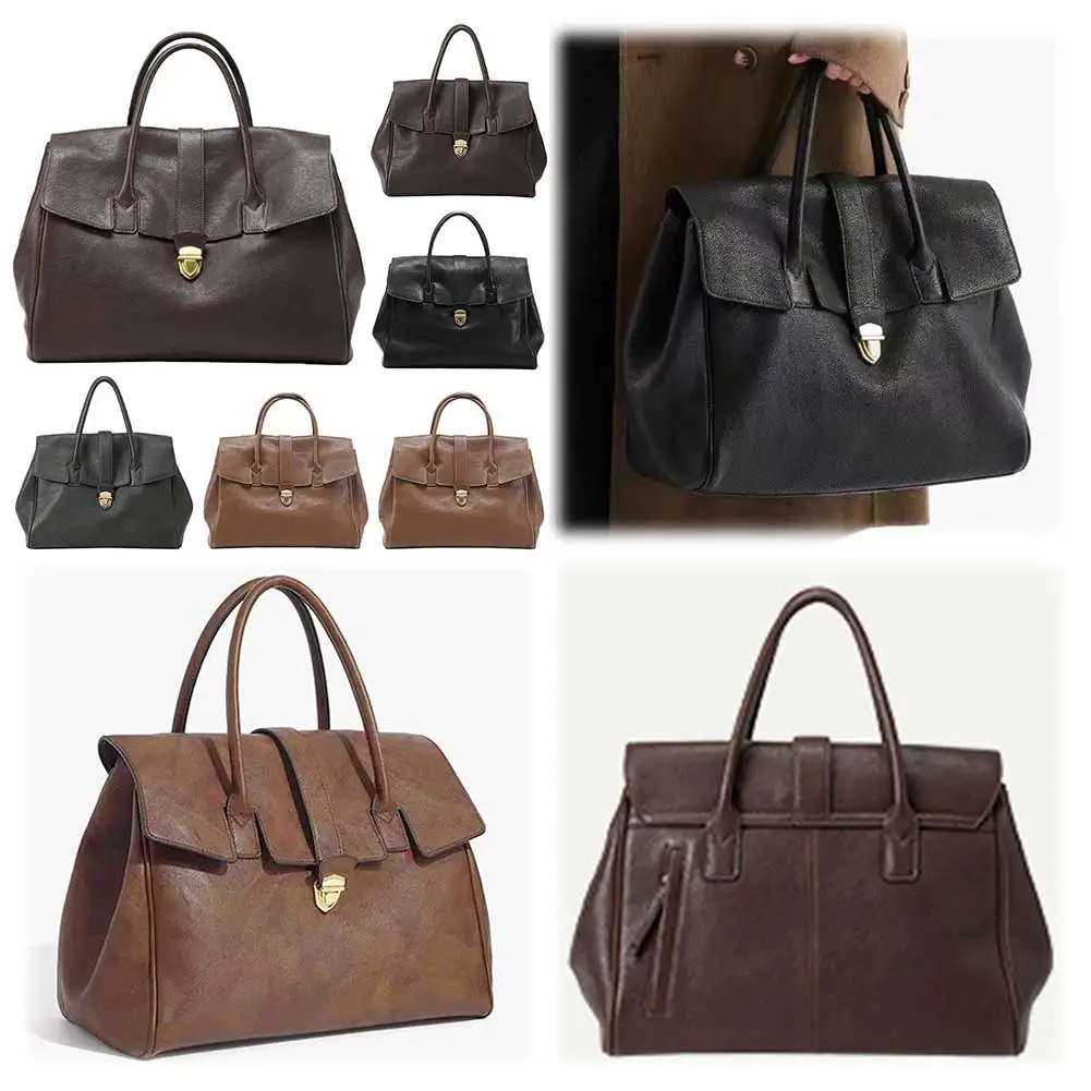 

Handbag for Women With Pockets Top-handle Bag PU Leather Solid Color Commuter Purse for Travel Shopping