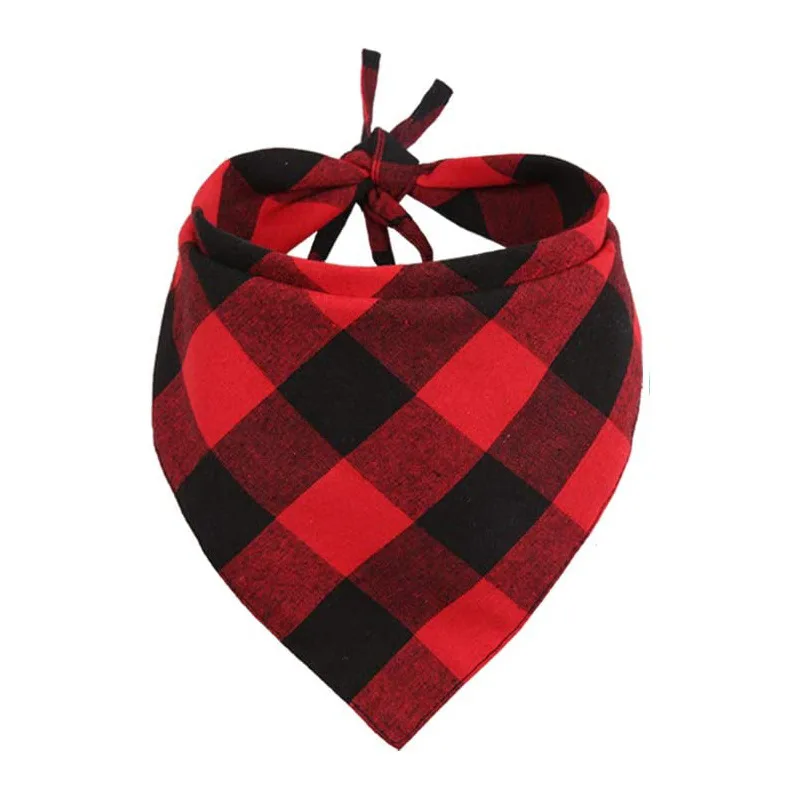 

2PC/PACK Buffalo Plaid Reversible Square Dog Bandana Christmas Kerchief Scarf Dog Bib Classic Adjustable Pet Apparel Accessories