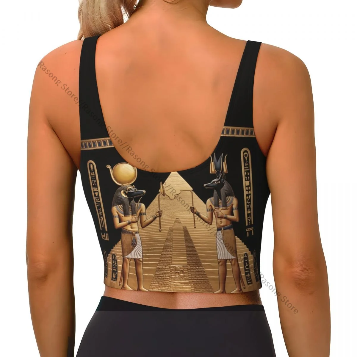 Sports Bra Women Running Yoga Clothes Vest Egyptian God Anubis Art Gathering Fitness Vest