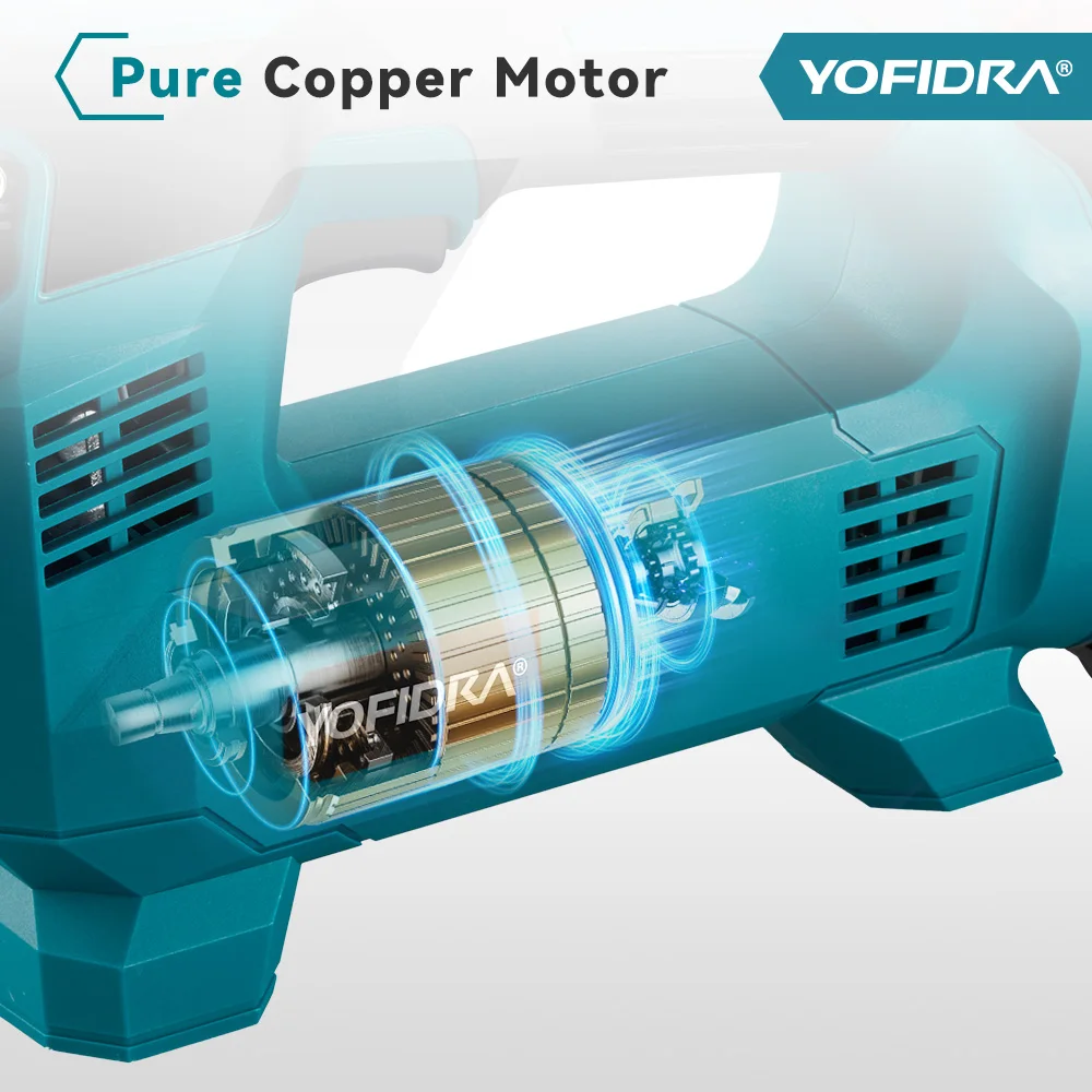 YOFIDRA High Pressure Air Inflatable Tire Inflator Compressor Digital Display Cordless Car Tyre Inflator For Makita Battery Pin view 4