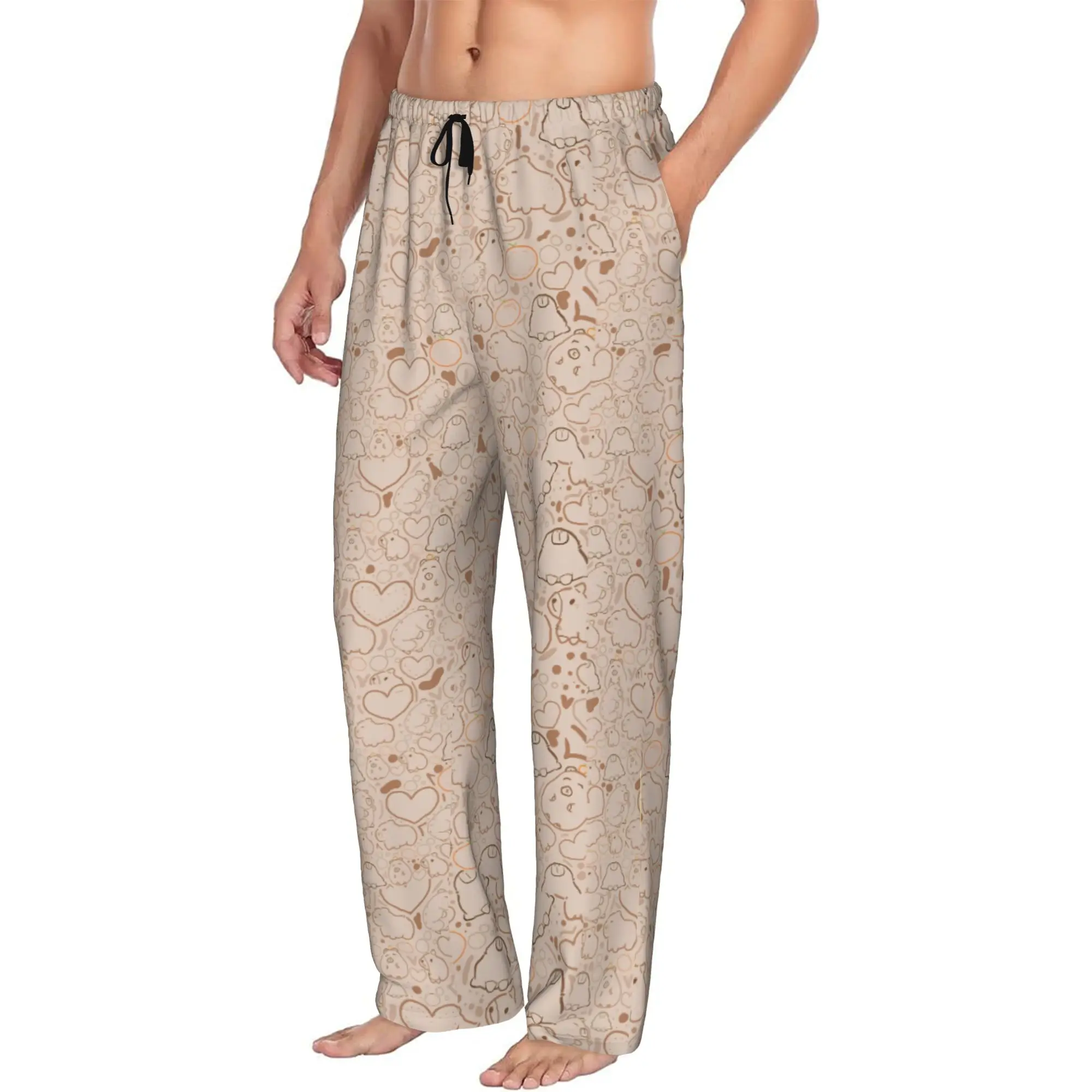 Custom Funny Capybara Pajama Pants for Men  Sleepwear Lounge Sleep Bottoms Stretch with Pockets view 2