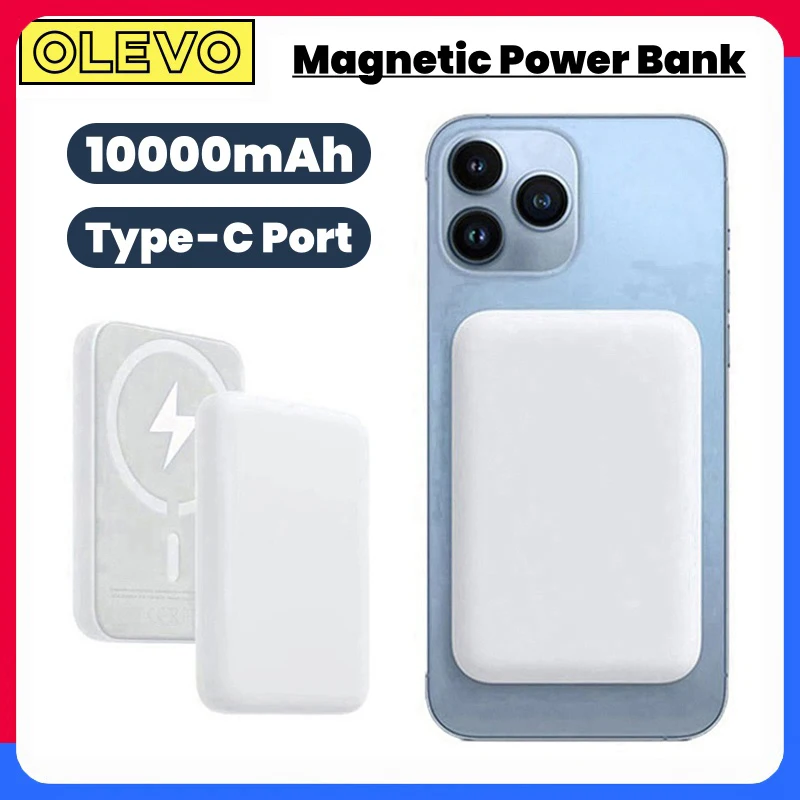 

10000mAh New Magnetic Power Bank Wireless Fast Charger For Magsafe Power Bank Type-C Port For iPhone External Auxiliary Battery