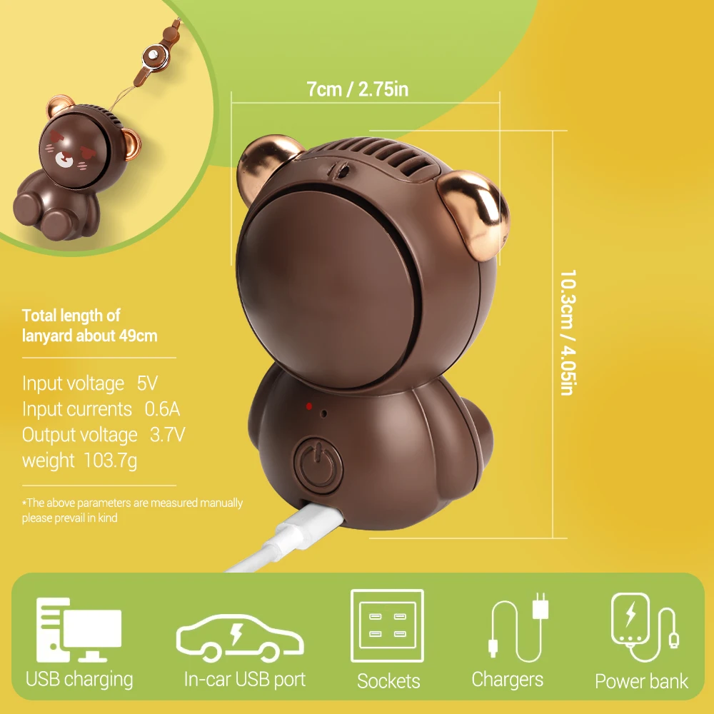 고품질 미니 교수형 목 팬 포켓 Studet 어린이를위한 작은 귀여운 팬 크리 에이 티브 전기 USB 충전식 휴대용 팬