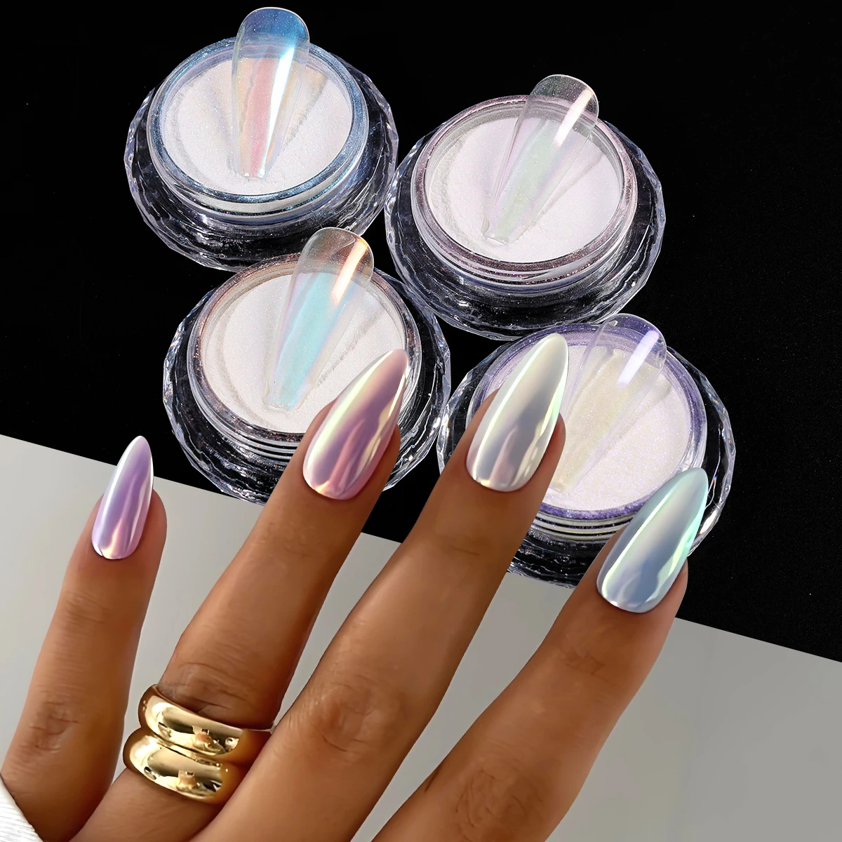 

0,2 г роскошного переливающегося хромированного пигмента для ногтей Aurora Texture Fine Гель-лак Flash Summer Elegant DIY Decor Пудровый маникюр с блестками