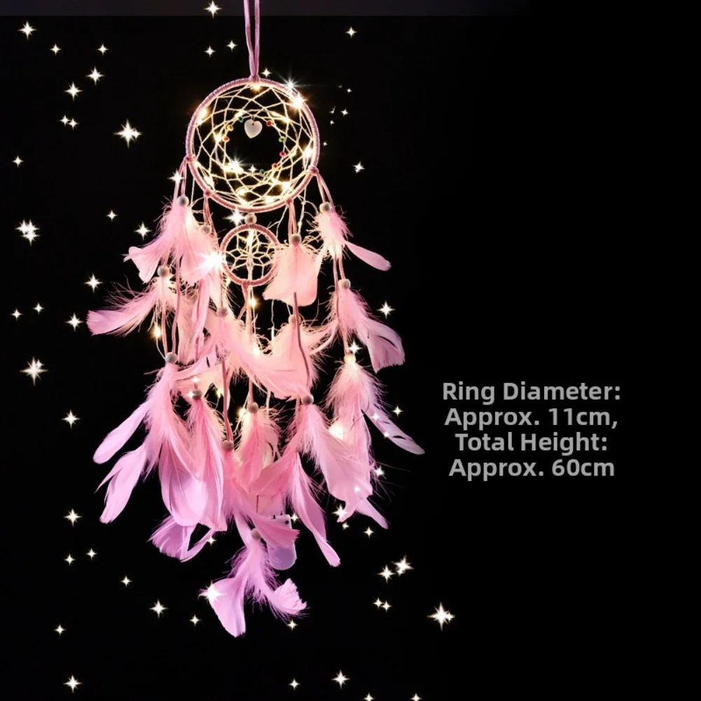 Dreamcatcher Wind Chime with Pearls and Real Feathers Handmade Catching Net for Enhancing Room Decor and Serenity