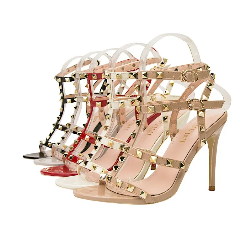 Eilyken-Sandalias con cordones para mujer, zapatos de tacón alto fino con punta abierta, estilo gladiador, con correa en el tobillo, plataforma a la moda, color negro, verano 2022