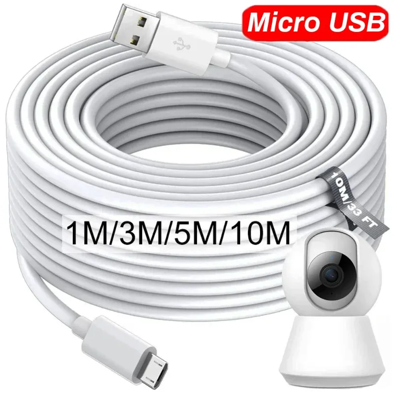 Câble de données de charge rapide micro USB extra long, Samsung, Xiaomi, Android, moniteur de caméra du matin, banque d\'alimentation, 10 m, 1m