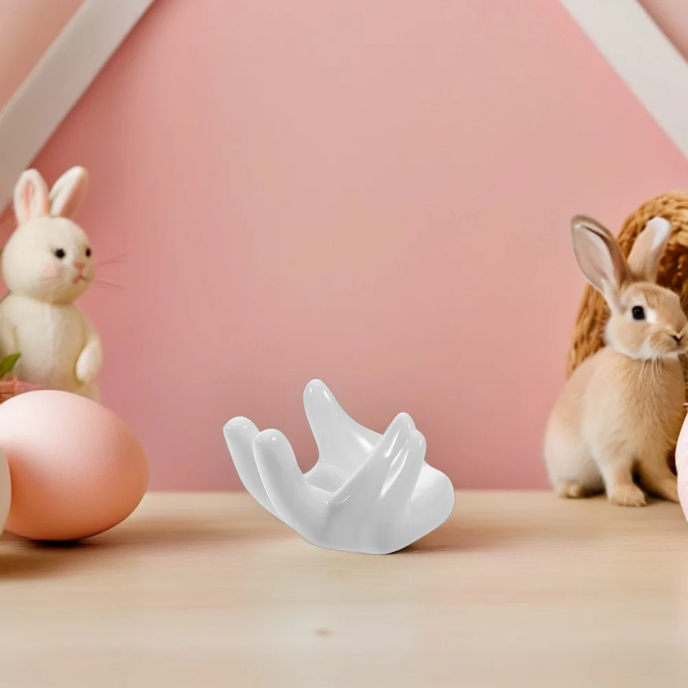 6 Pcs Eggs Breakfast Kitchen Cooking Table Decor Ceramic Hand Shaped Cup Holder