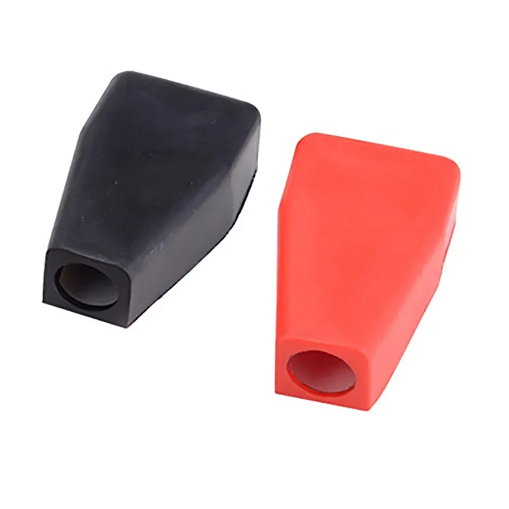 2pcs Car Battery Insulating Cover Battery Terminal Covers Positive Negative Boot Rubber Dustproof Heat Insulation Protector Caps