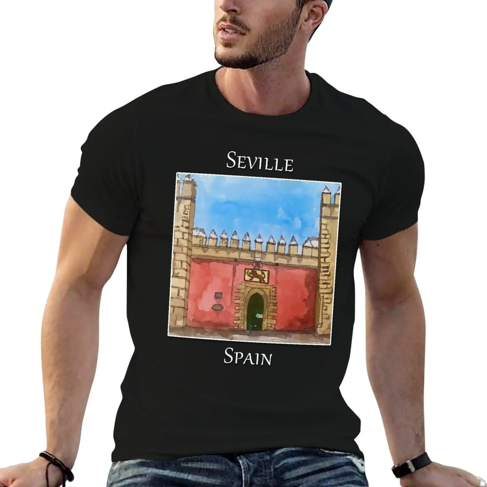 

men cotton Seville T-Shirt man brand luxury 100% t printed for t Real Spain Alcazar shirts shirt