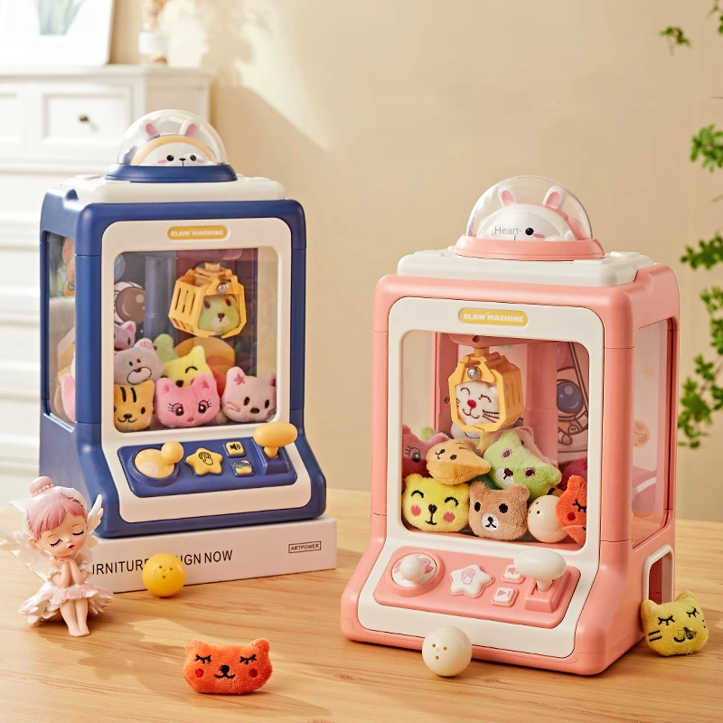 Cartoon Automatic Doll Machine Kids Coin Operated Play Game Claw Catch Toy Crane Machines Music Doll for Birthday Gift Toy