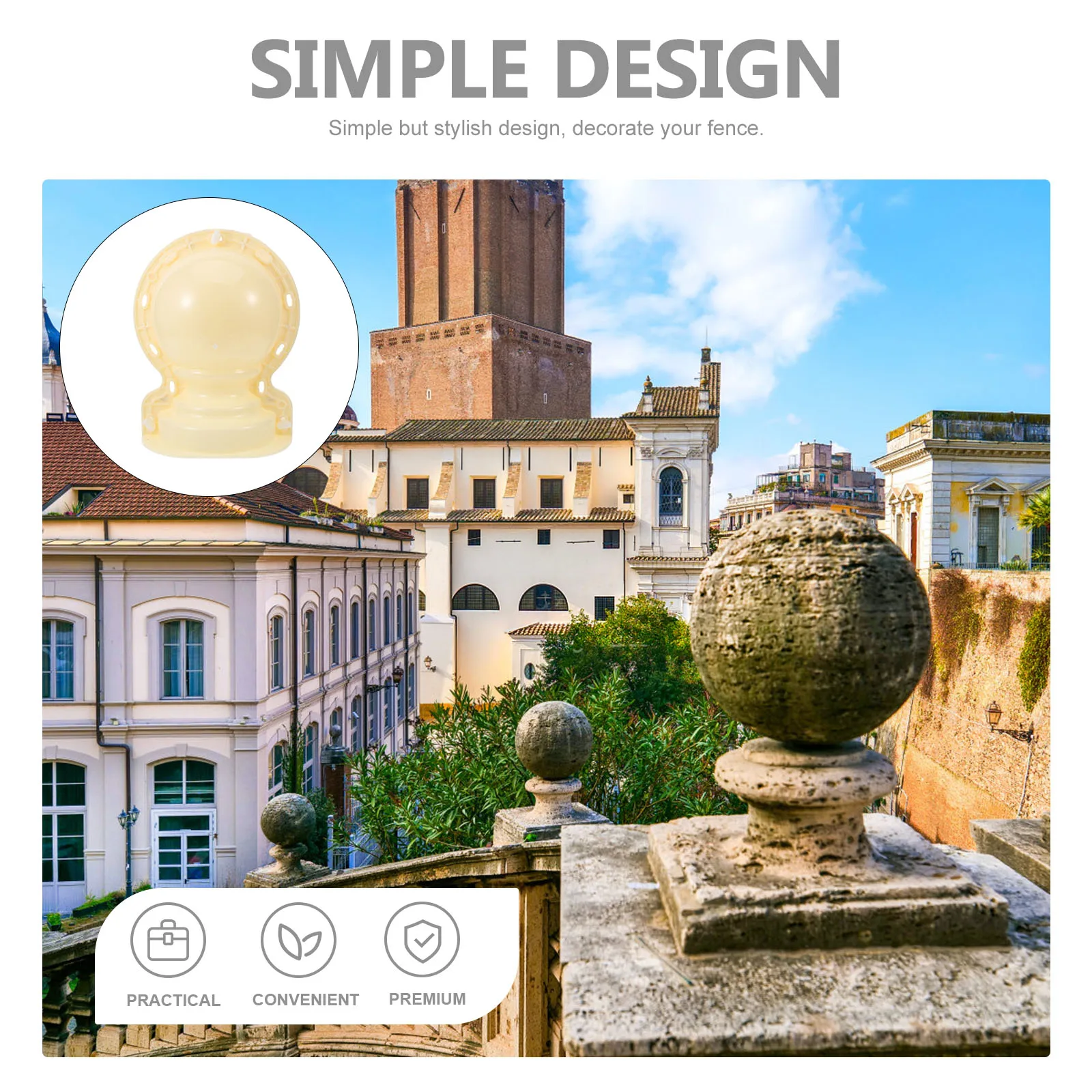 

Handrail Ball Shaped Concrete Mold Roman Column Diy Fence Decor Garden Balcony Landscaping Balustrade Block Form Stone Ornament