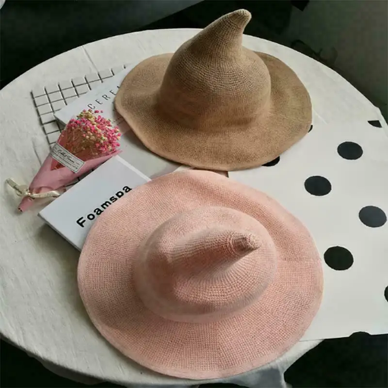 Chapeau de sorcière d'halloween pour femmes, 1 pièce, accessoires de Cosplay de fête de Festival de noël, mode coréenne moderne, casquette de pêcheur pliante en coton