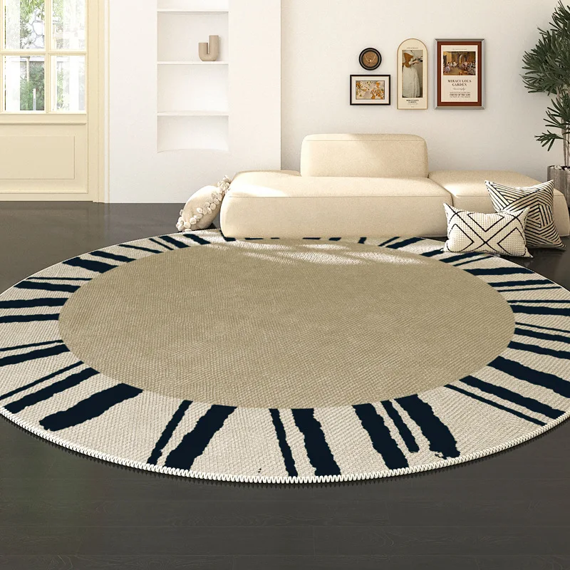 

Irregular Stripe Round Carpet Home Living Room Decor Bedroom Dresser Premium Floor Rug French Romantic Vintage Sofa Area Rug Mat