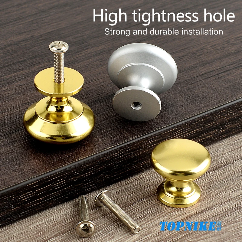 drawer knob Bathroom cabinet wardrobe door handle round shape modern style Chrome gold colour Single screw hole