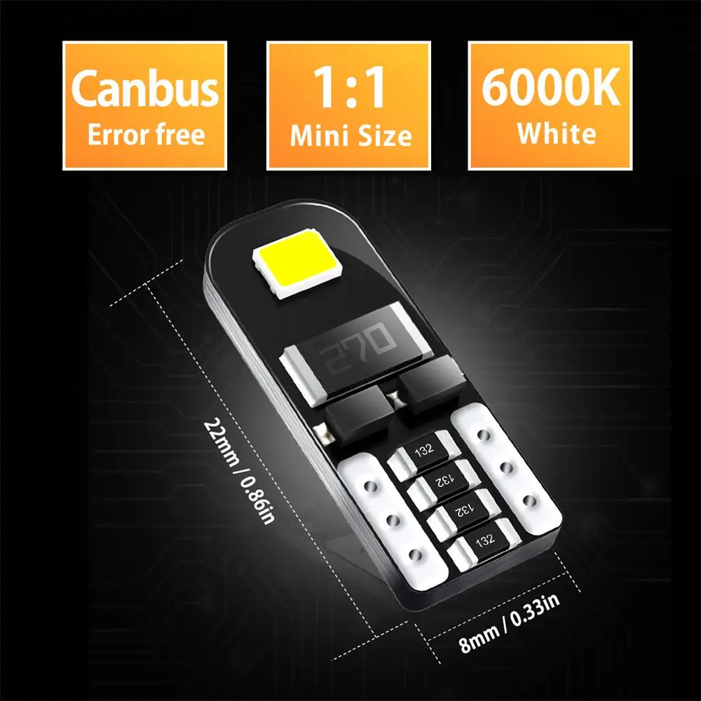 AUXITO T10 W5W LED Light 12V 194 T10 LED 6000K Bulb Ultra Bright Canbus Error Free Car Parking Position Map Dome Interior Light