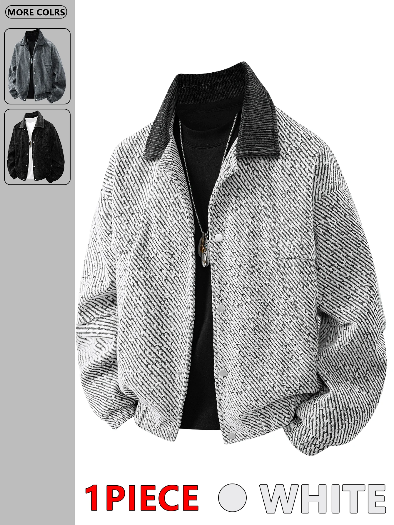 

Autumn and Winter Men's Texture担当! Silver Twill Chenille Lapel Jacket, Retro Commuter Style Crisp Jacket, Slim and Versatile Daily Top