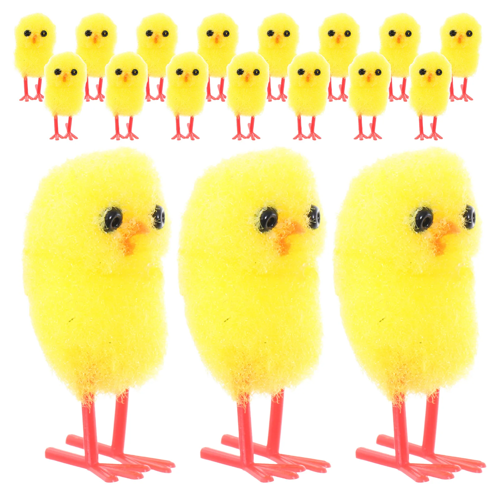 18 Stück Osterküken-Dekorationen, weich, realistisch, handgefertigt, kleines Küken für Tischdekoration, Mitbringsel, Frühlingsdekoration, Heimbüro