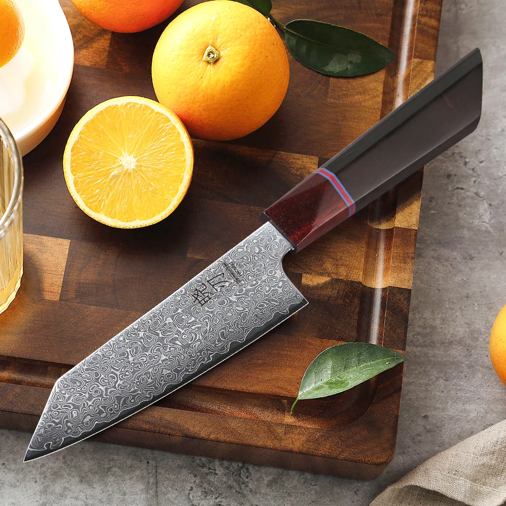 Cuchillo de Cocina de 5 Pulgadas, Acero de Damasco, Cuchillo de Chef Profesional, Hecho a Mano en Japón, para Pelar Frutas, Verduras y Carne