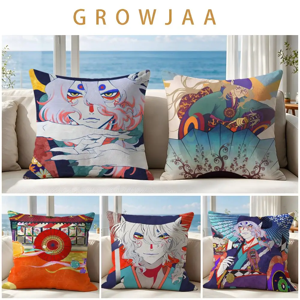 Anime Mononoke Cushion Cover Throw Pillow Short Plush Fresh Natural Cushion for Living Room Sofa Ornament Present Gift