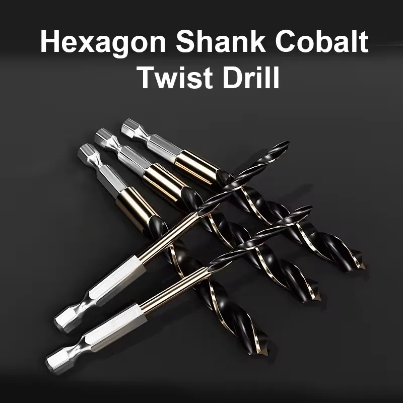 1.5-7.5mm Hex Shank Twist Drill Bit Wood Metal Hole Cutter Core Drilling Tool Cobalt Carbide Tip Flat Drill Bits HSS