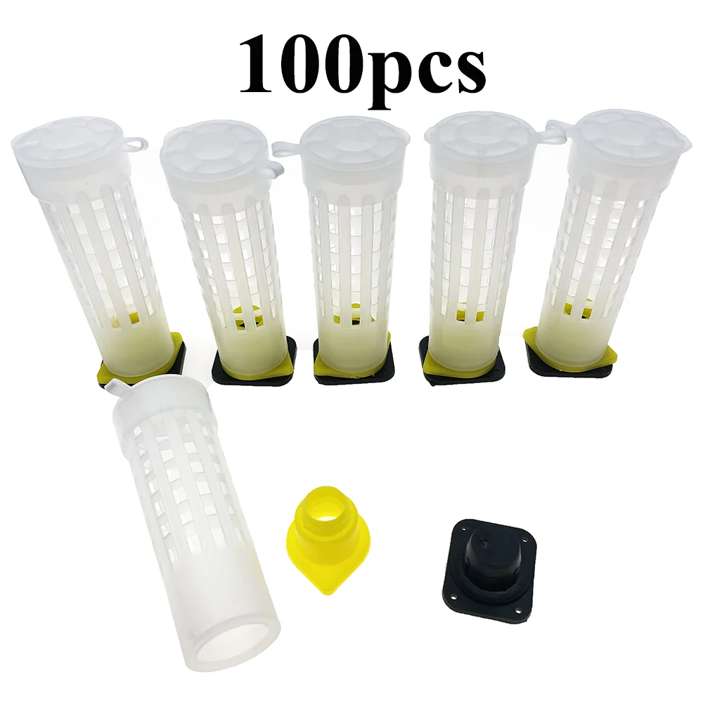 100PCS Queen Rearing Brood Hair Roller Cage Plastic For Egg Sealed Over Cell Gear Base Colony Beekeeping Products Deposit Tools