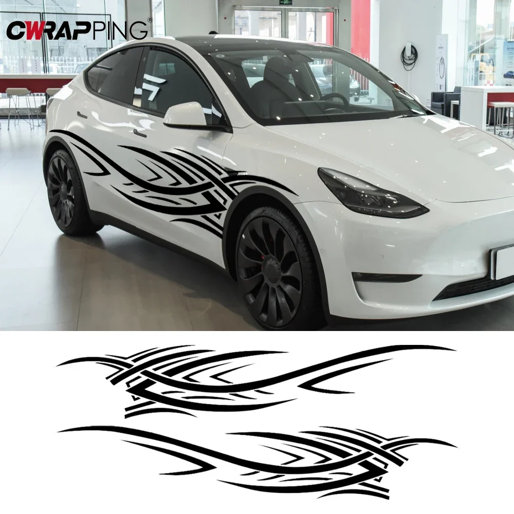 

Car Side Body Decal Flame Racing-Sports Stripe Sticker Universal Auto Door Side Skirt Decoration Stickers for Cars Accessories