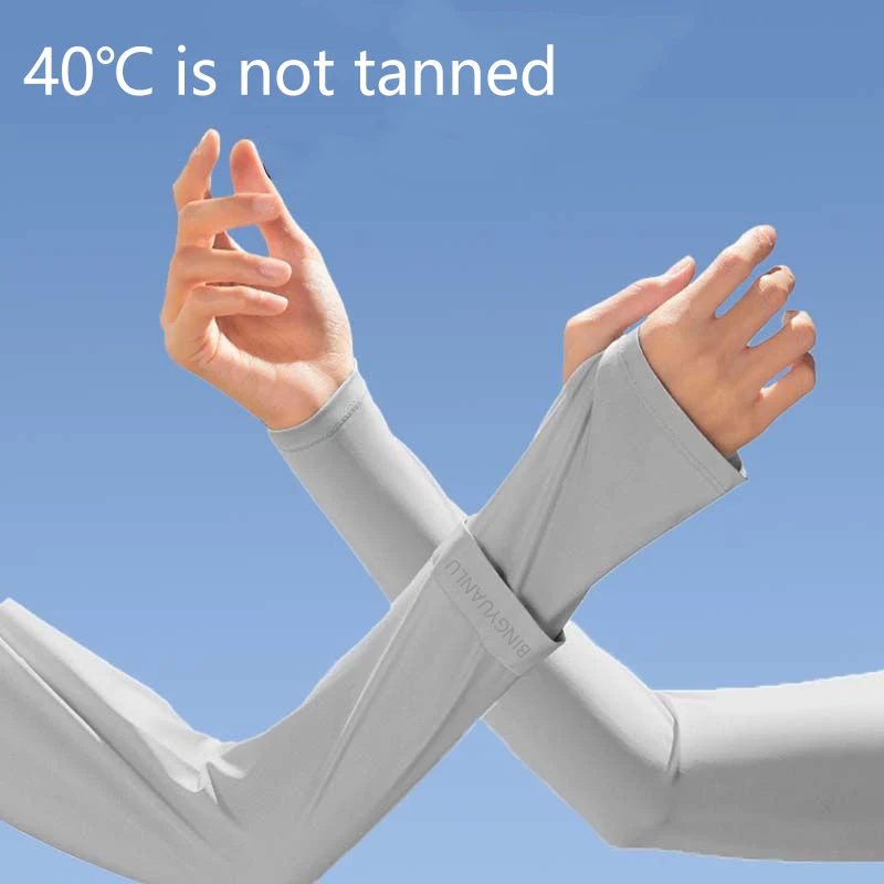 Maniche di protezione solare in seta ghiacciata per uomo e donna, guanti traspiranti antiscivolo a due dita per avventure di pesca e ciclismo