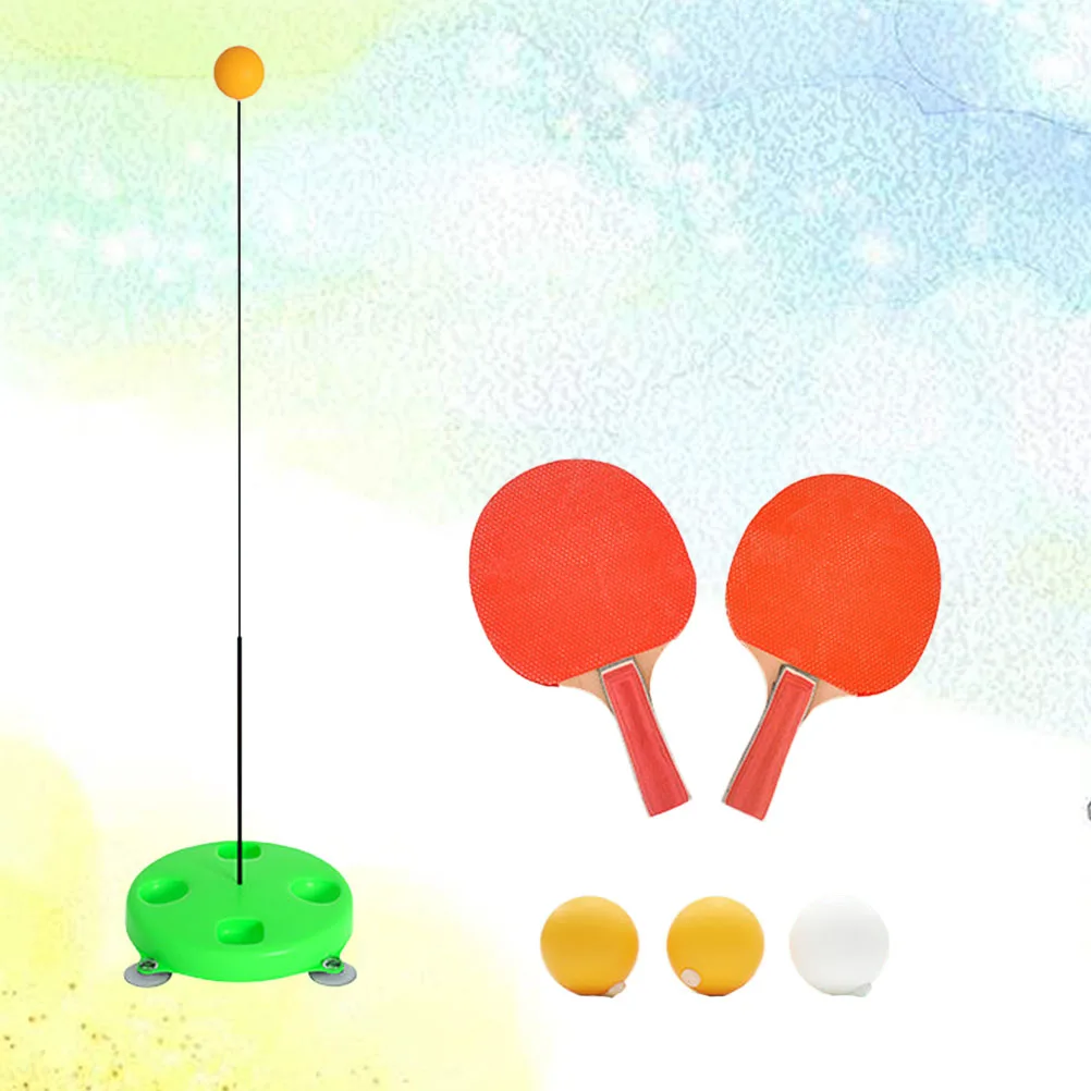 1 Set Green Mini Table Tennis Training Device Elastic Bobbin Sports For Kids Reflex Coordination Practice Indoor Outdoor Play