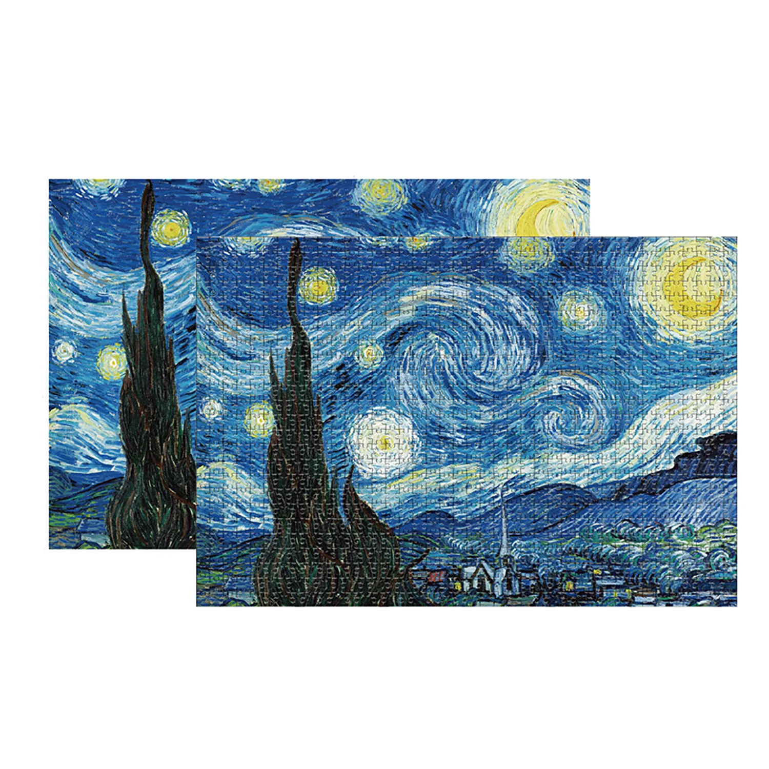 Puzle-noche estrellada de Vincent Van Gogh, rompecabezas de 1000 piezas para adultos y niños, noche estrellada, Cuadrado-1000 piezas