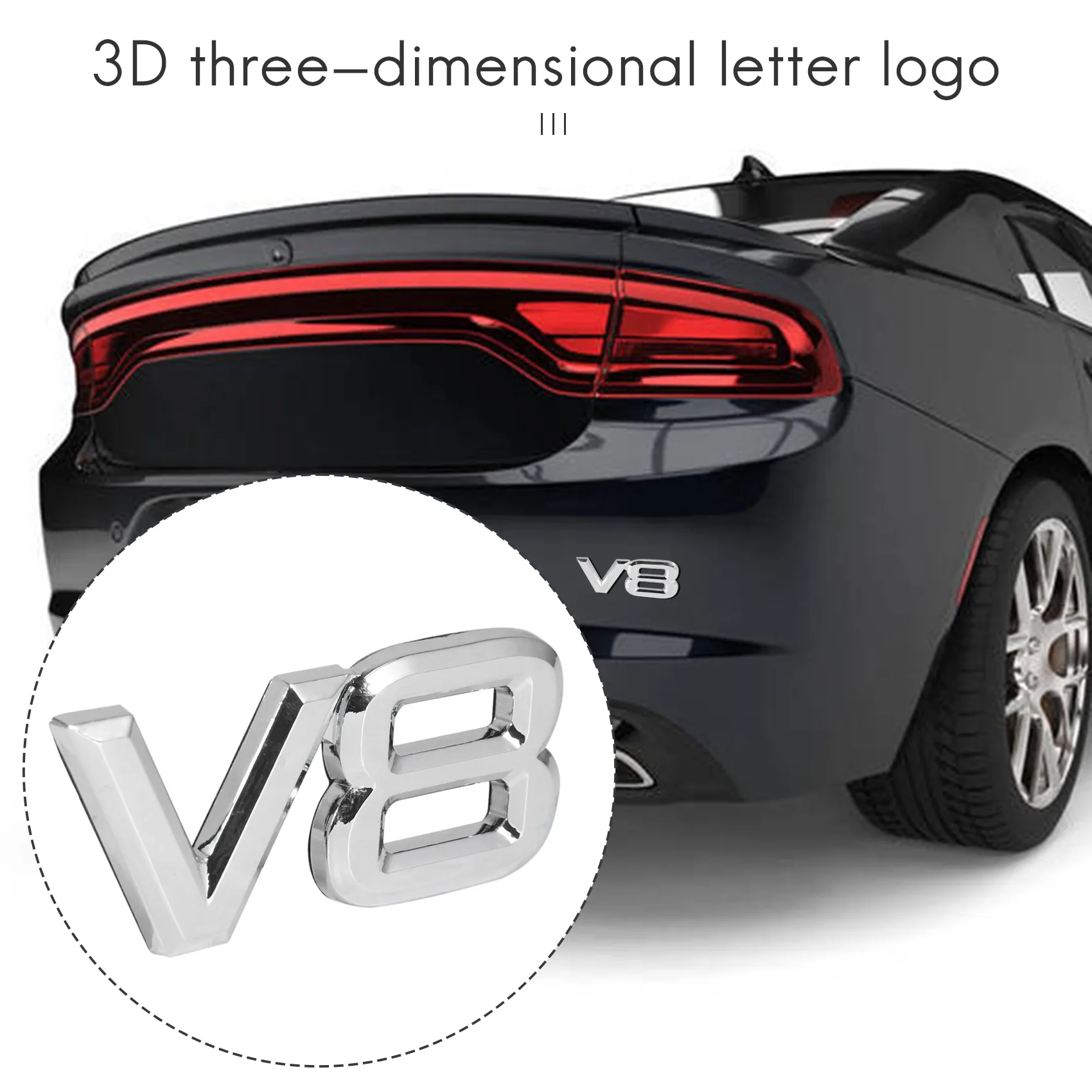 7.5X3.5Cm Auto V8 Stickers 3d Chrome Sticker Badge Embleem