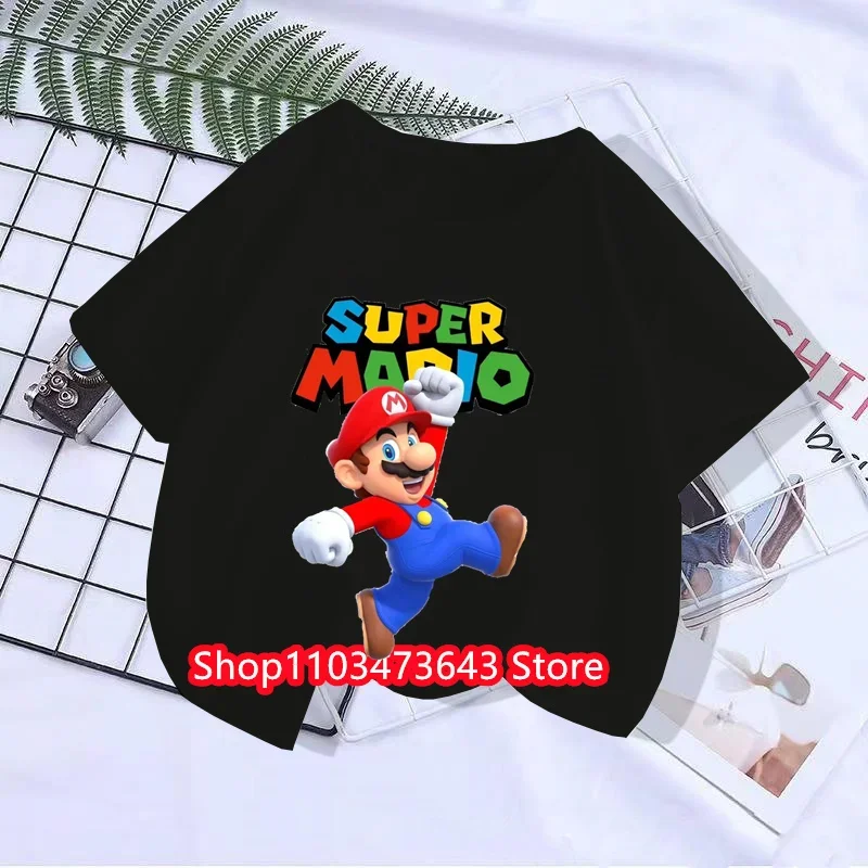 New Supers Marios T-shirt Kids Fashion Baby Boys Clothing Marios Bros.Kids Short Sleeve T-shirt set Tops Girls Casual 4-14 Years