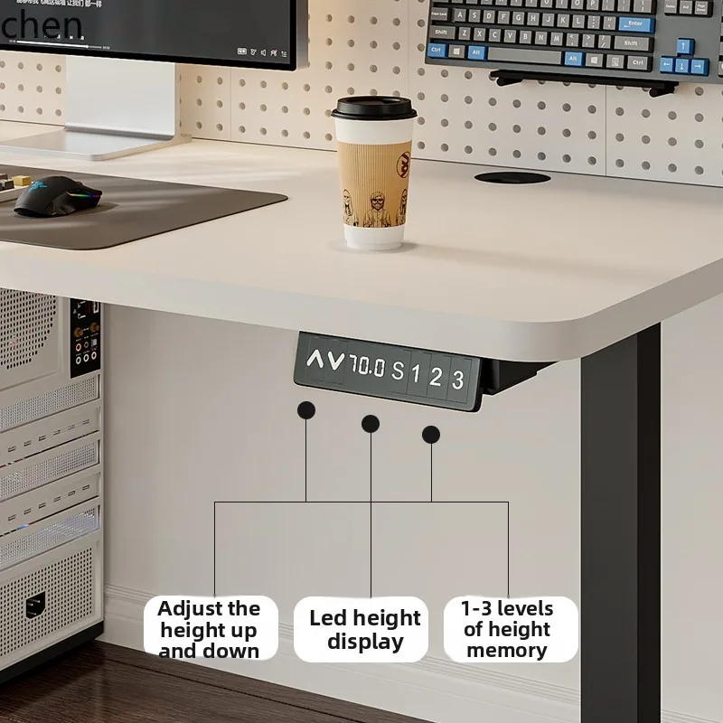 YFY  Pegboard Computer Desk Desktop Machine  Bookshelf Integrated Electric Lifting Office Desk Home Desk