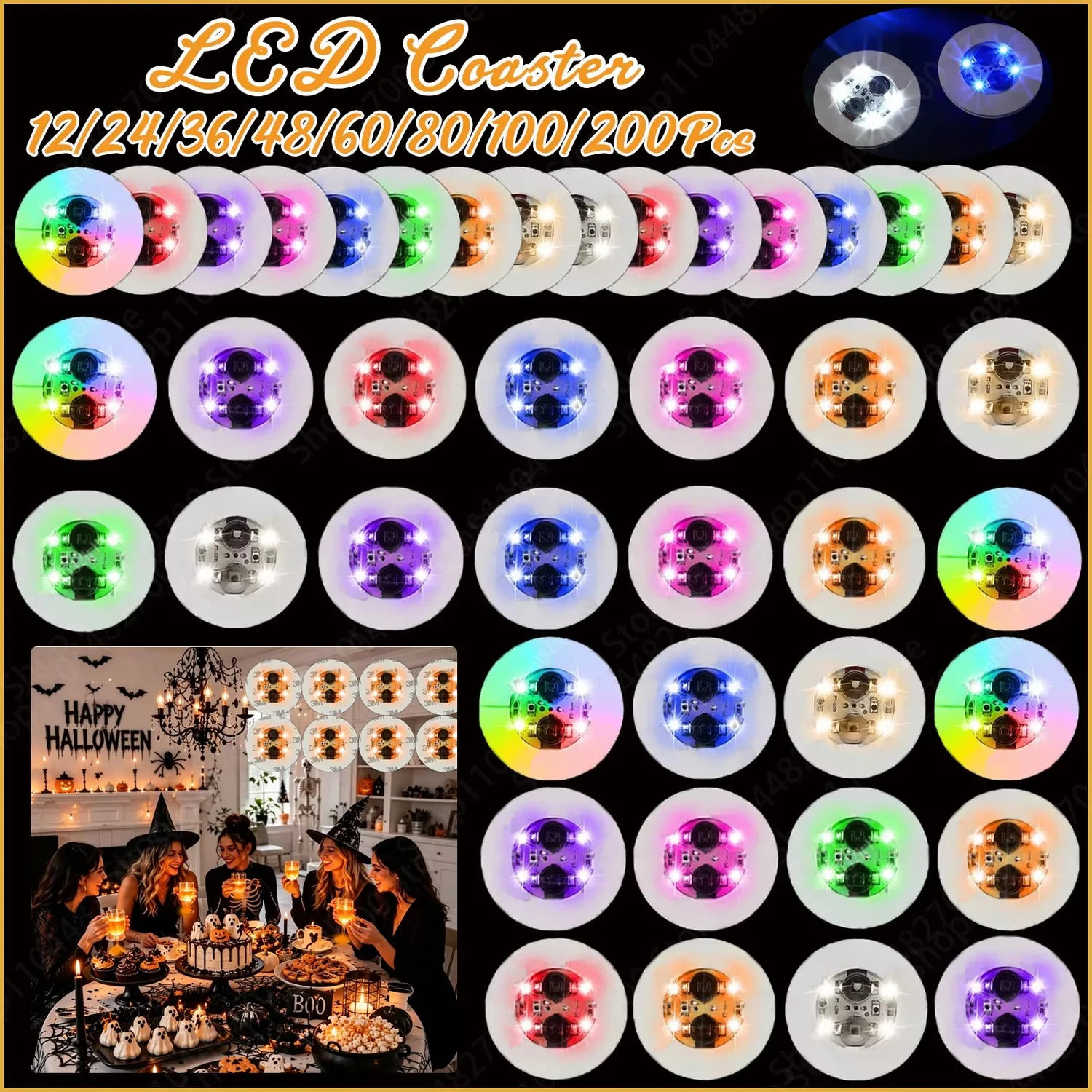 5-100Pcs LED Coaster Lights Glowing Coaster Illuminated Wine Bottle Stickers Luminous Cup Mat Drinks Club Bar Party Decor Light