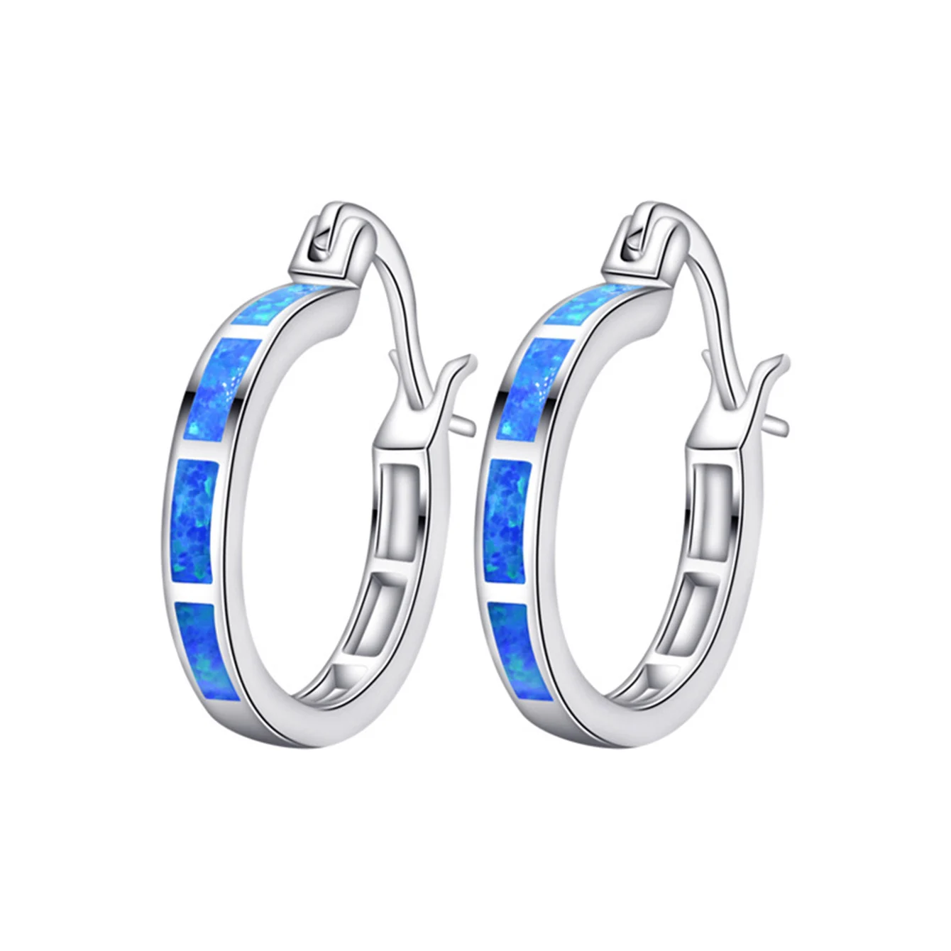 Hot selling 100% 925 sterling silver in Europe and America fashionable Blue opal earrings fashionable exaggerated round earrings