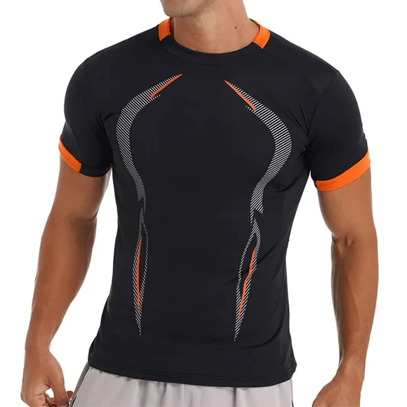 Camicie a compressione da allenamento per palestra alla moda per uomo Maglietta atletica ad asciugatura rapida T-shirt da corsa Canottiere estive a maniche corte Rash Guard