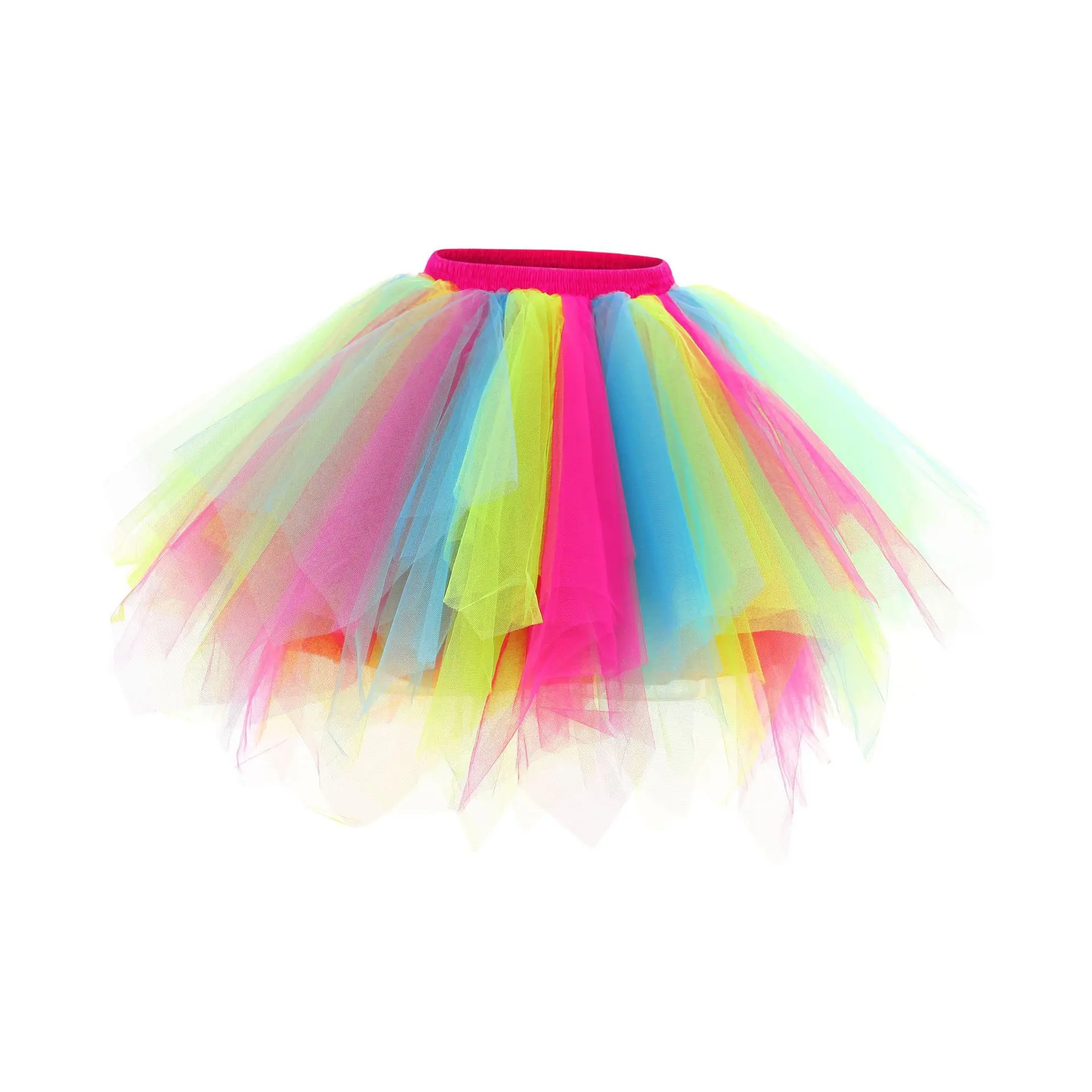 Halve Rok Kindertaart Pluizige Tutu Rok Prinses Kant Onregelmatige Mesh Rok Regenboog Mesh Rokken Laag