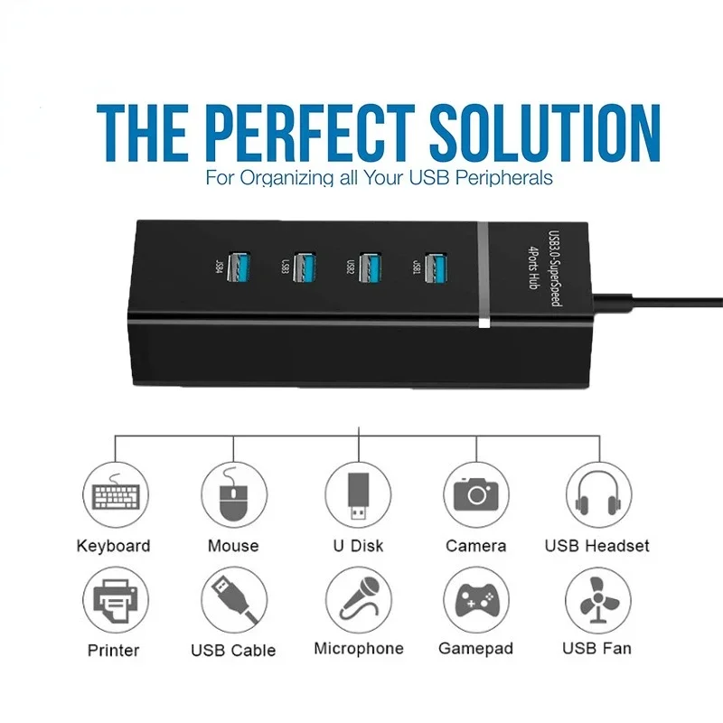 USB Hub 4 Ports Multiple USB 3.0/2.0 Hub Type C Extender For Laptop Computer PC MacBook Pro Windows Linux HUB Splitter Adapter