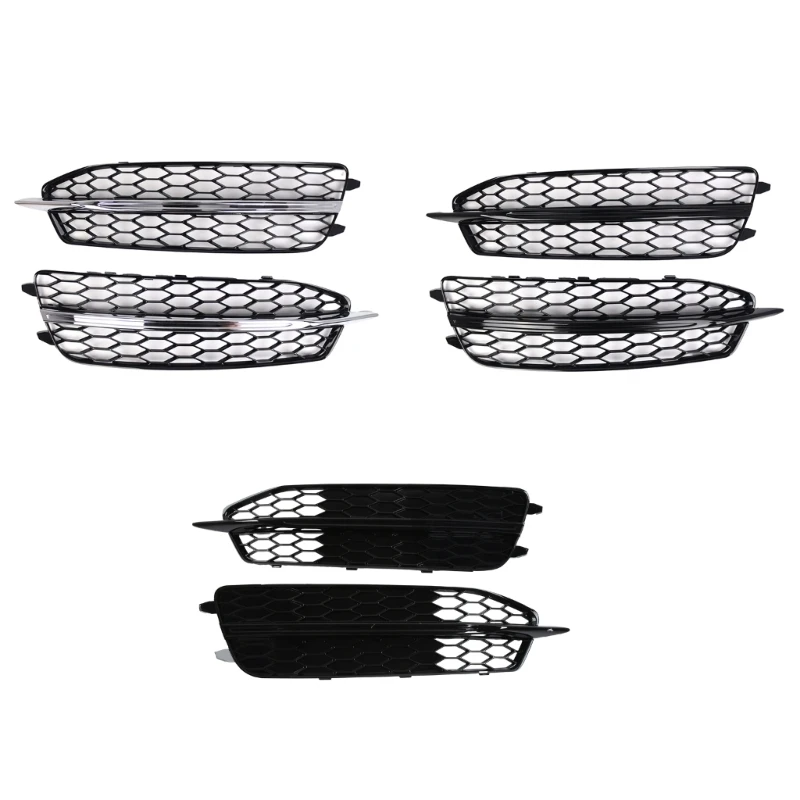 Car Front Bumper Lower Fog Light Vent Grill Mesh Cover for 4G0807681D 4G0807682D Dropship