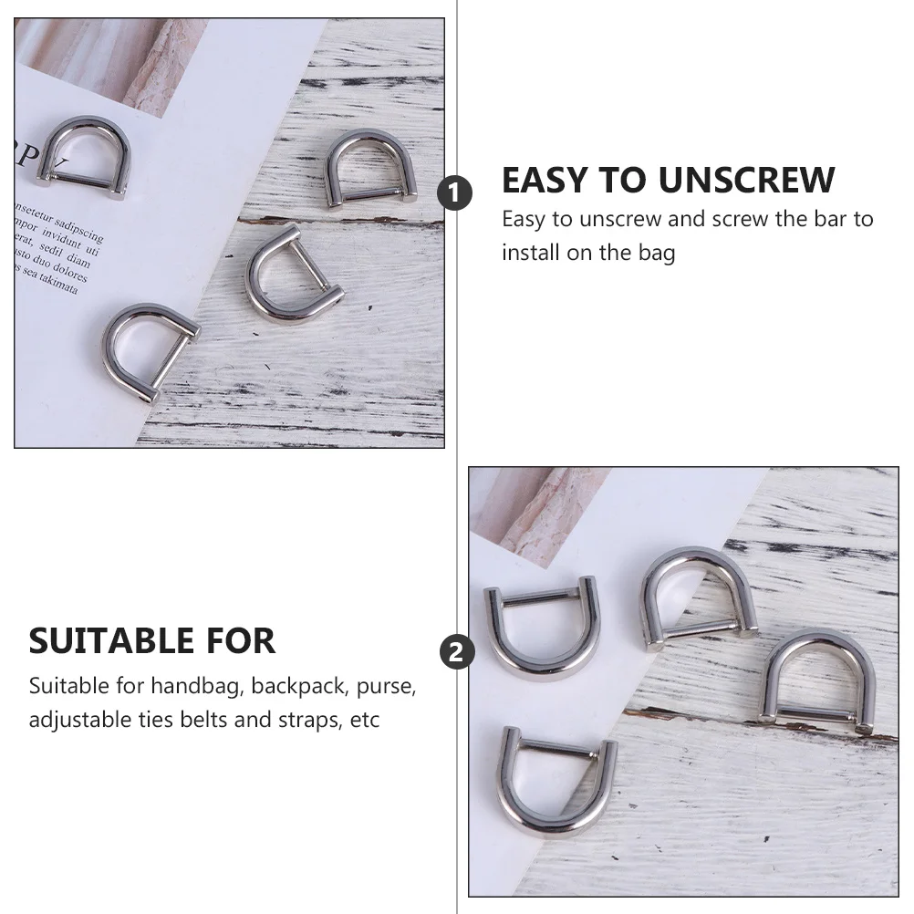 

10pcs D Ring Buckle Clip Zinc Alloy Hardware For Bag Luggage Handbag Strap Replacement Detachable Clasp Semicircle D-Rings Bag