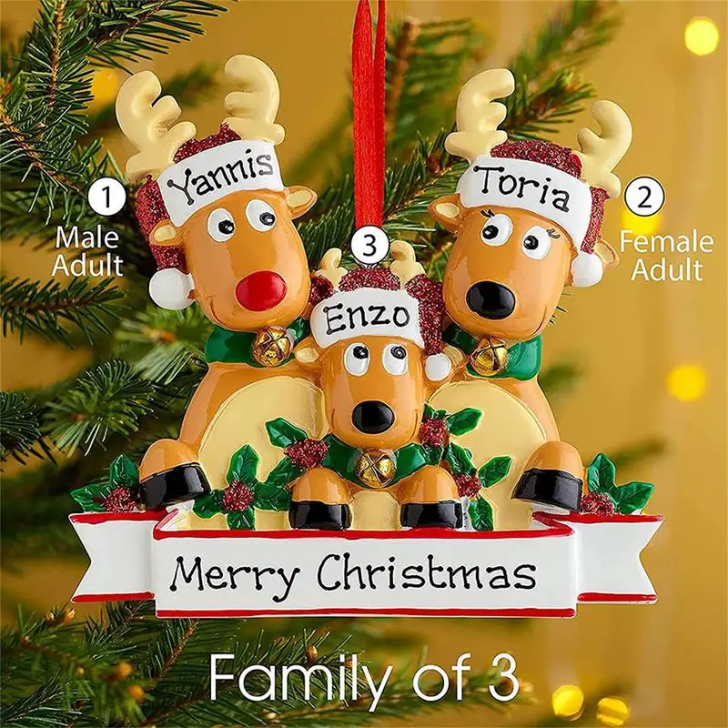 Personalized Christmas Reindeer Cute Reindeer Family Of 3 4 5 6 7 & 8 Delicate Christmas Tree Decoration Special Gifts For Famil