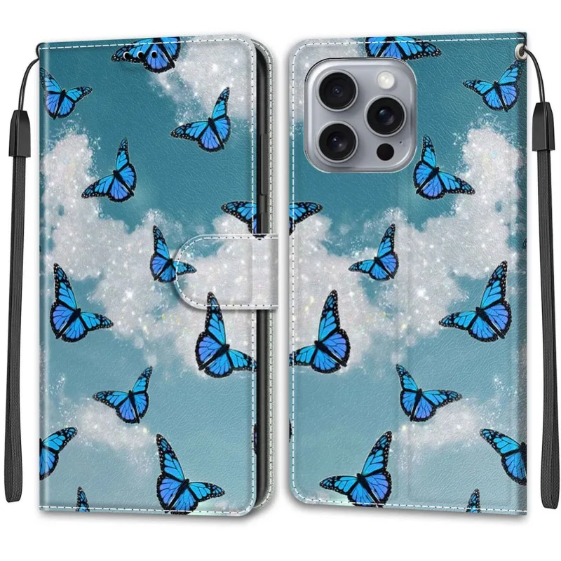 محفظة جلدية قضية الهاتف آيفون 16 برو ماكس 15 14 زائد 13 12 برو 16Plus 15Pro المغناطيسي فليب غطاء حامل كتاب رسمت الحالات #2