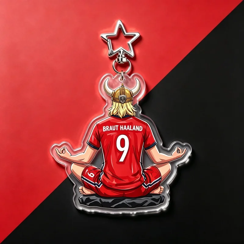 Haaland Meditation Acrylic Keychain Football 9 Jersey Pendant Bag Charm Soccer Fan Collectible Merch Gift For Supporters