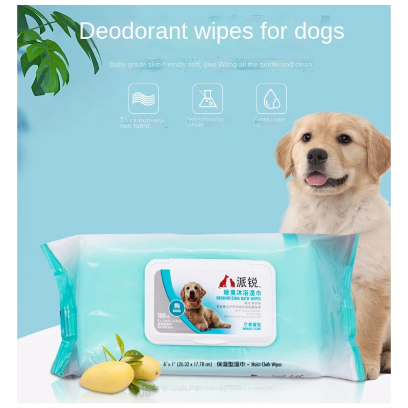 

100pcs Pet wipes Dog disinfected Deodorization alcohol-free decontamination clean towel thickened large size Skincare