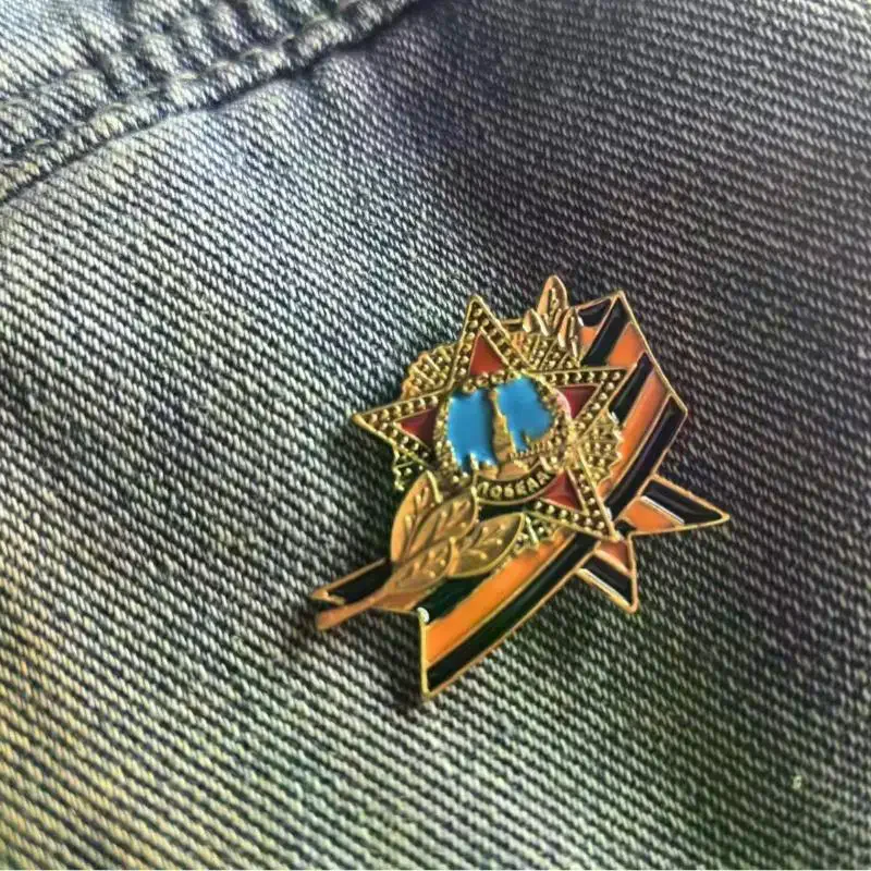 Ribbon Badge With Russian Flag Enamel Lapel Pin Victory Day Order Memorial Brooch Festive Symbol Pin