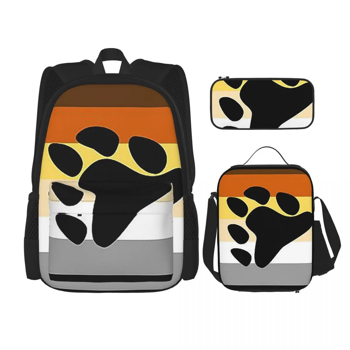 

Lgbt Gay Bear Pride Flag Backpacks Boys Girls Bookbag Children School Bags Kids Rucksack Lunch Bag Pen Bag Three-Piece Set