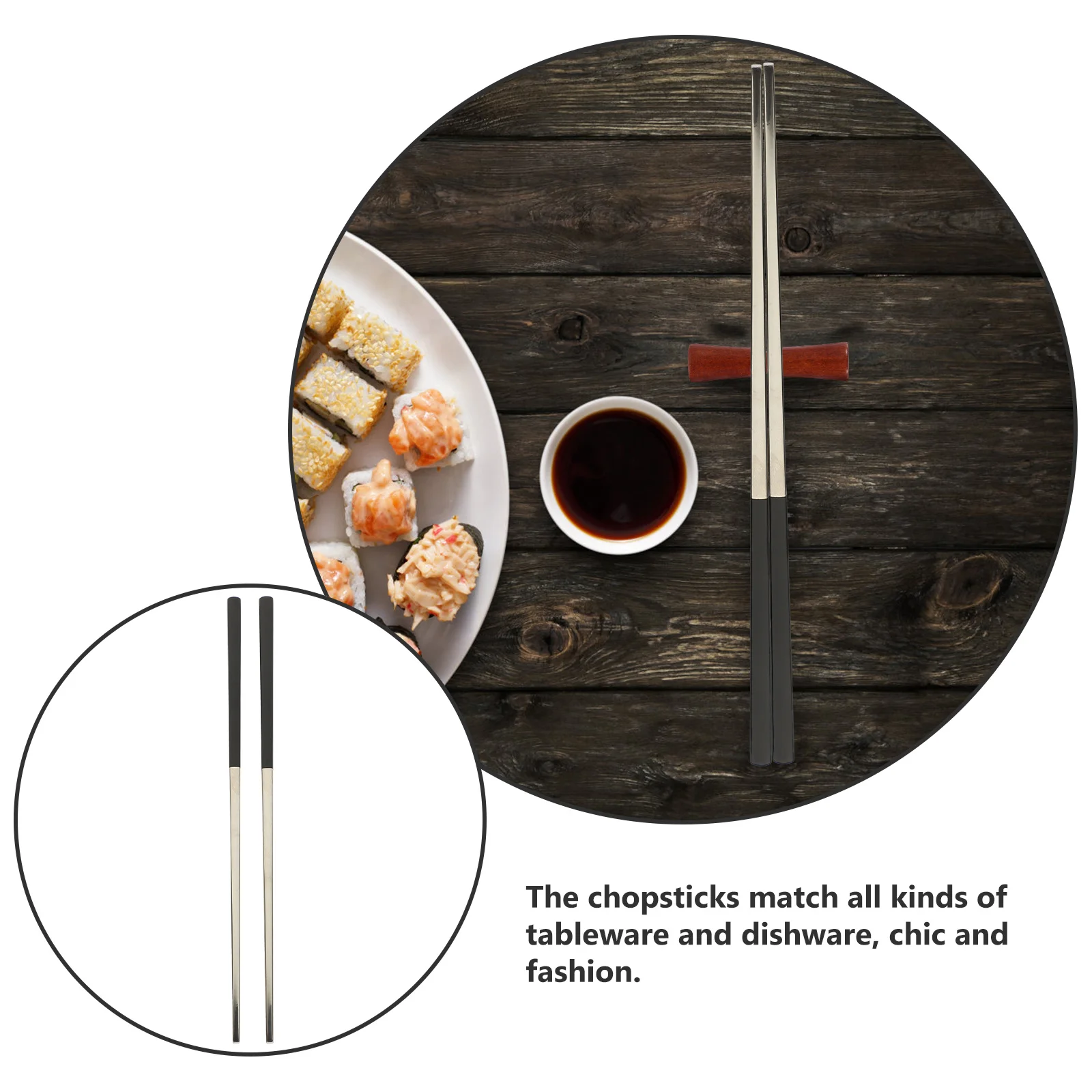 

Stainless Steel Chopsticks Non-Skid Heat-Resistant Lightweight Reusable Metal Chopsticks For Camping Travel Outdoor Indoor