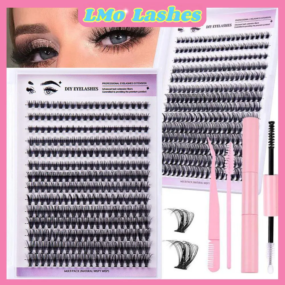 280 SZT. Kępki Cienkie Łodygi Zestaw do Samodzielnego Przedłużania Rzęs Gruby, Podkręcający Szczoteczka do Maskary Klej do Rzęs i Preparat do Zabezpieczania i Mocowania Rzęs oraz