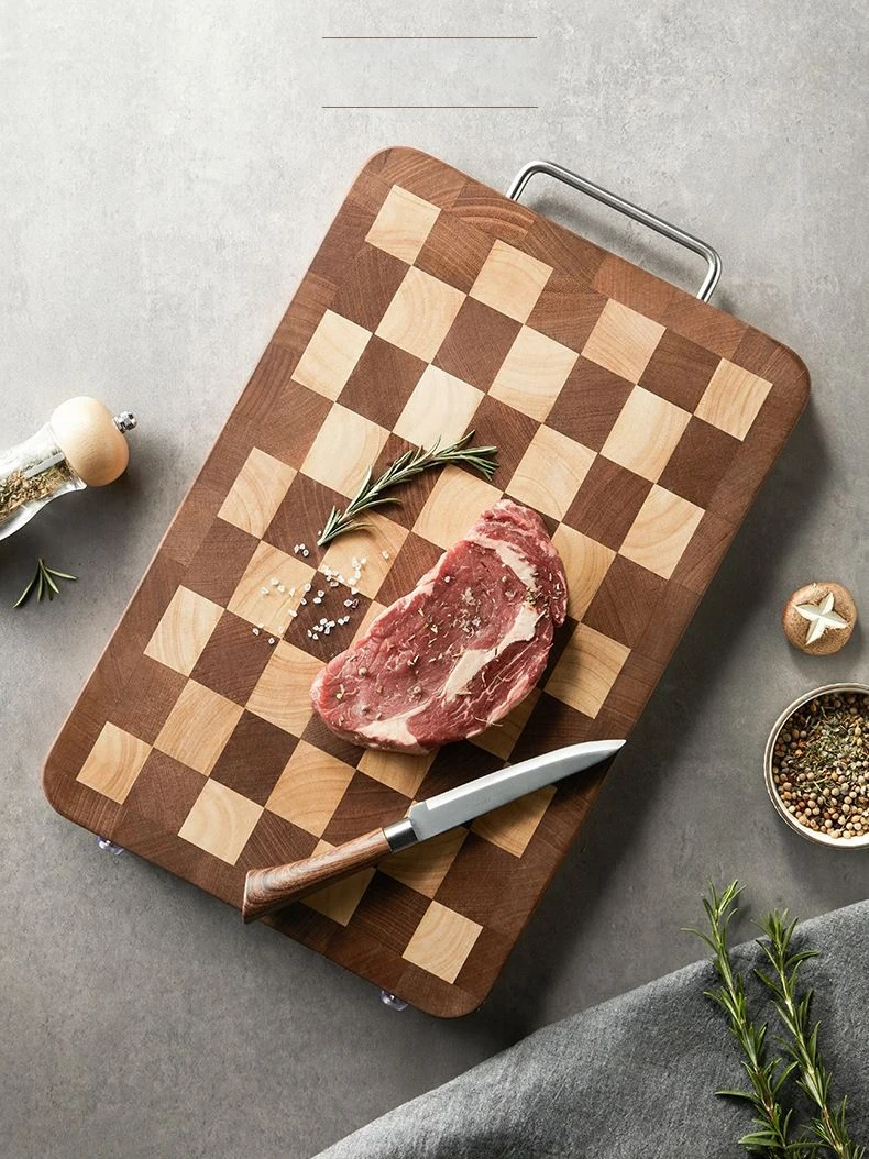 Solid wood cutting board household light luxury anti-bacterial checkerboard anti-bacterial entry lux cutting board