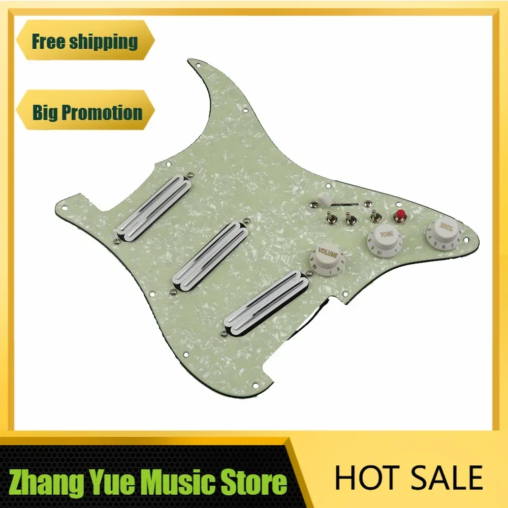 Q-X Music Store-Green Pearl Pickguard White Pickup Dual - Humbucker Pickup Versatility Pre-wired Pickguard